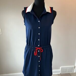 Tuckernuck Navy sleeveless performance jersey Alcott golf dress size s